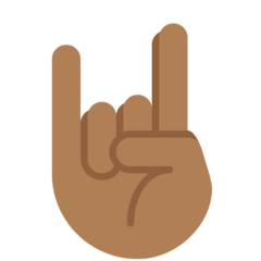 How Sign of the Horns: Medium-Dark Skin Tone emoji looks on Twitter.