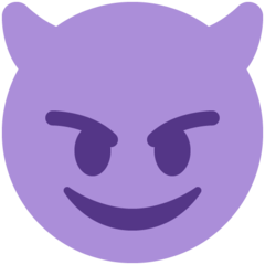 How Smiling Face with Horns emoji looks on Twitter.