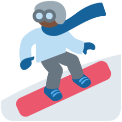 How Snowboarder: Dark Skin Tone emoji looks on Twitter.