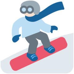 Hoe Snowboarder: lichte huidskleur emoji eruit ziet op Twitter.