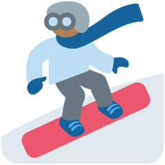 Como o emoji do Praticante de snowboard: pele morena escura é exibido no Twitter.