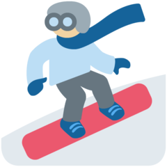 How Snowboarder: Medium-Light Skin Tone emoji looks on Twitter.