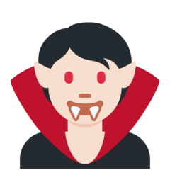 A quoi ressemblent les emoji Vampire : peau claire sur Twitter.