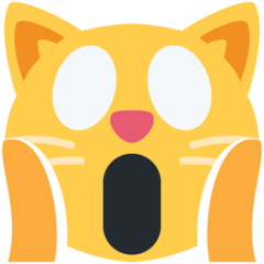 Hur Uttröttat kattansikte emoji ser ut på Twitter.