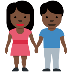 Woman And Man Holding Hands Dark Skin Tone Emoji