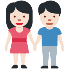 How Woman and Man Holding Hands: Light Skin Tone emoji looks on Twitter.