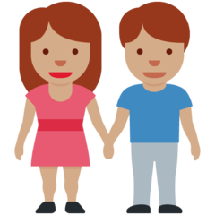 How Woman and Man Holding Hands: Medium Skin Tone emoji looks on Twitter.