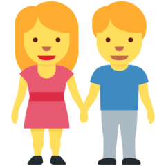 Come Uomo e donna che si tengono per mano emoji appare su Twitter.