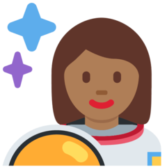 Wie Astronautin: mitteldunkle Hautfarbe Emoji auf Twitter aussieht.