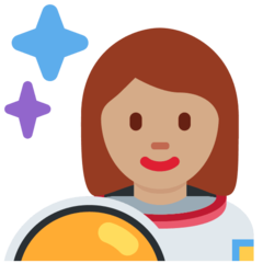 Hur Kvinnlig astronaut: mellanfärgad hy emoji ser ut på Twitter.