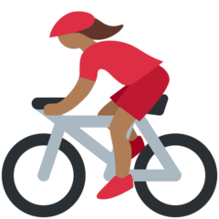 A quoi ressemblent les emoji Cycliste femme: peau mate sur Twitter.