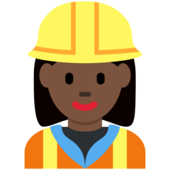 How Woman Construction Worker: Dark Skin Tone emoji looks on Twitter.