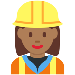 How Woman Construction Worker: Medium-Dark Skin Tone emoji looks on Twitter.