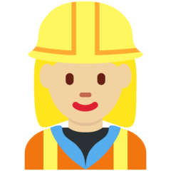 How Woman Construction Worker: Medium-Light Skin Tone emoji looks on Twitter.