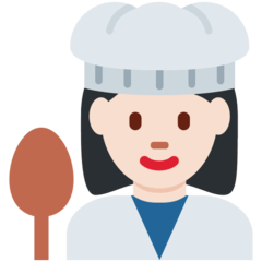 How Woman Cook: Light Skin Tone emoji looks on Twitter.