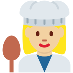 How Woman Cook: Medium-Light Skin Tone emoji looks on Twitter.