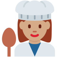 How Woman Cook: Medium Skin Tone emoji looks on Twitter.