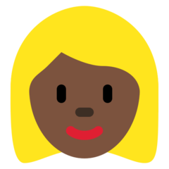 Hoe Vrouw met blond haar: donkere huidskleur emoji eruit ziet op Twitter.