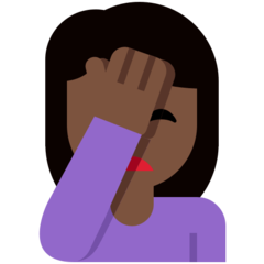 How Woman Facepalming: Dark Skin Tone emoji looks on Twitter.