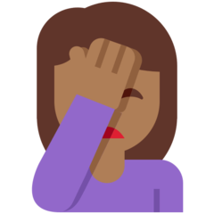 How Woman Facepalming: Medium-Dark Skin Tone emoji looks on Twitter.