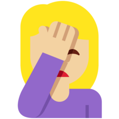 How Woman Facepalming: Medium-Light Skin Tone emoji looks on Twitter.