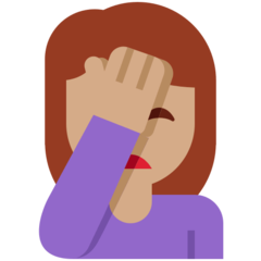 How Woman Facepalming: Medium Skin Tone emoji looks on Twitter.