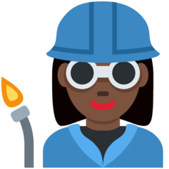 How Woman Factory Worker: Dark Skin Tone emoji looks on Twitter.