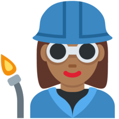 How Woman Factory Worker: Medium-Dark Skin Tone emoji looks on Twitter.