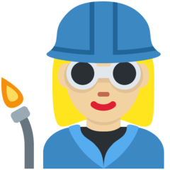 How Woman Factory Worker: Medium-Light Skin Tone emoji looks on Twitter.