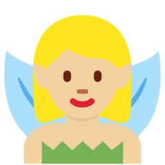 Wie Fee: mittelhelle Hautfarbe Emoji auf Twitter aussieht.