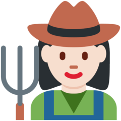 How Woman Farmer: Light Skin Tone emoji looks on Twitter.