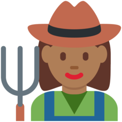 How Woman Farmer: Medium-Dark Skin Tone emoji looks on Twitter.