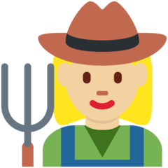 How Woman Farmer: Medium-Light Skin Tone emoji looks on Twitter.