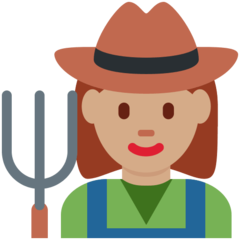 How Woman Farmer: Medium Skin Tone emoji looks on Twitter.