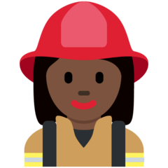 How Woman Firefighter: Dark Skin Tone emoji looks on Twitter.