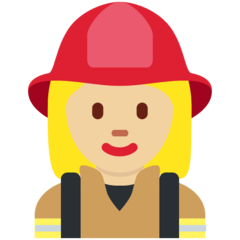 How Woman Firefighter: Medium-Light Skin Tone emoji looks on Twitter.