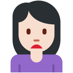 Bagaimana emoji Perempuan berkerut dahi: ton kulit cerah kelihatan di Twitter.