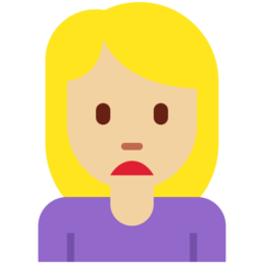 How Woman Frowning: Medium-Light Skin Tone emoji looks on Twitter.