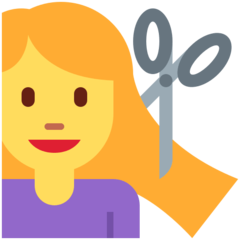 Como o emoji do Mulher cortando o cabelo é exibido no Twitter.