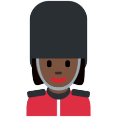 How Woman Guard: Dark Skin Tone emoji looks on Twitter.