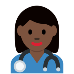 How Woman Health Worker: Dark Skin Tone emoji looks on Twitter.