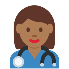 How Woman Health Worker: Medium-Dark Skin Tone emoji looks on Twitter.