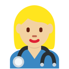 How Woman Health Worker: Medium-Light Skin Tone emoji looks on Twitter.