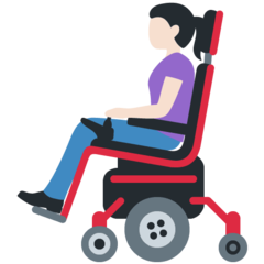 A quoi ressemblent les emoji Femme en fauteuil motorisé: peau claire sur Twitter.