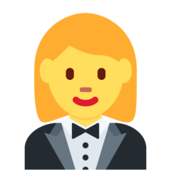 Bagaimana emoji Wanita berpakaian tuksedo kelihatan di Twitter.