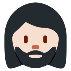 Come Donna con la barba: carnagione chiara emoji appare su Twitter.