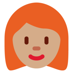 A quoi ressemblent les emoji Femme: peau légèrement mate et cheveux roux sur Twitter.