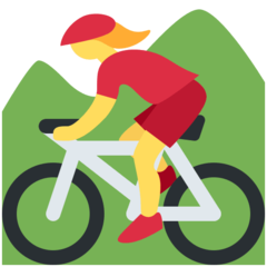 Hoe Vrouw op mountainbike emoji eruit ziet op Twitter.