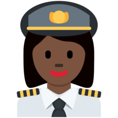 How Woman Pilot: Dark Skin Tone emoji looks on Twitter.