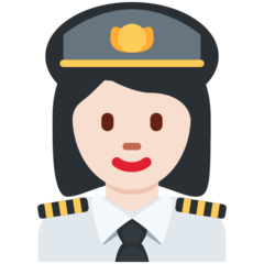 A quoi ressemblent les emoji Pilote femme: peau claire sur Twitter.